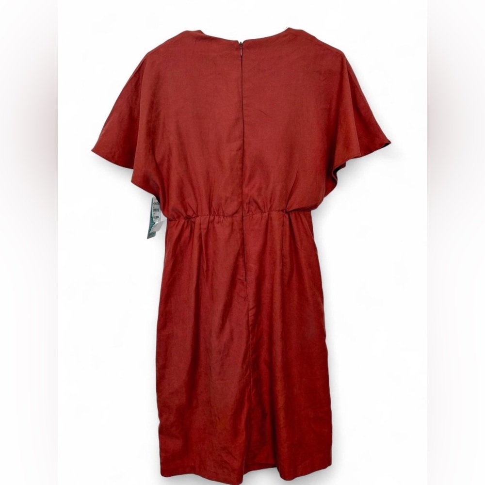 NWT Julia‎ Jordan Flutter Sleeve Twist Front V Neck Sheath Dress Rust Size 4 - Picture 5 of 7